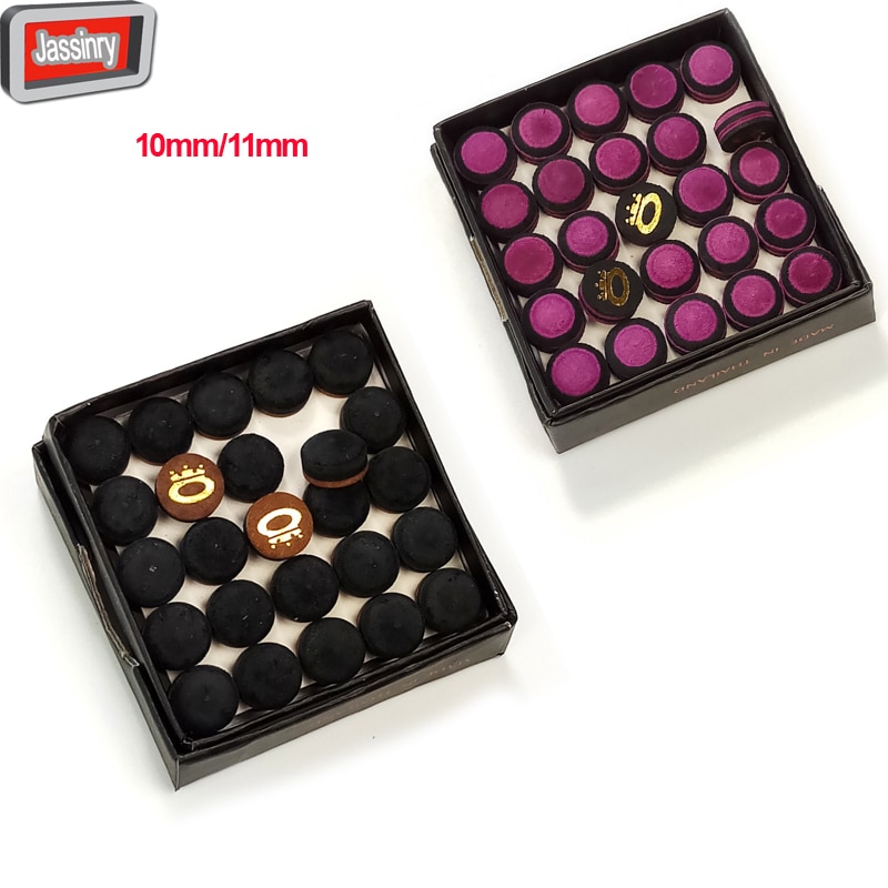 Jassinry 25 stks Lijm Snooker Cue Tips 10mm/11mm radiaal biljartkeu tips Biljart Accessoires 2 kleuren optioneel