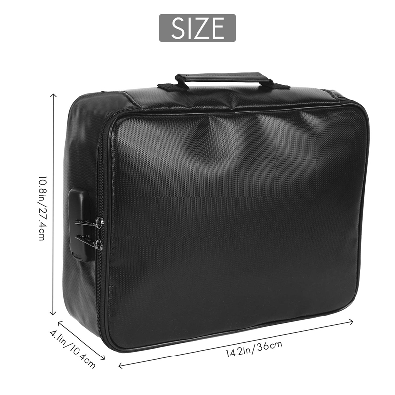 Organiseringsveske brannsikker dokumentveske med lås bærbar arkiveringsboks holder til dokumentmappe passbevis