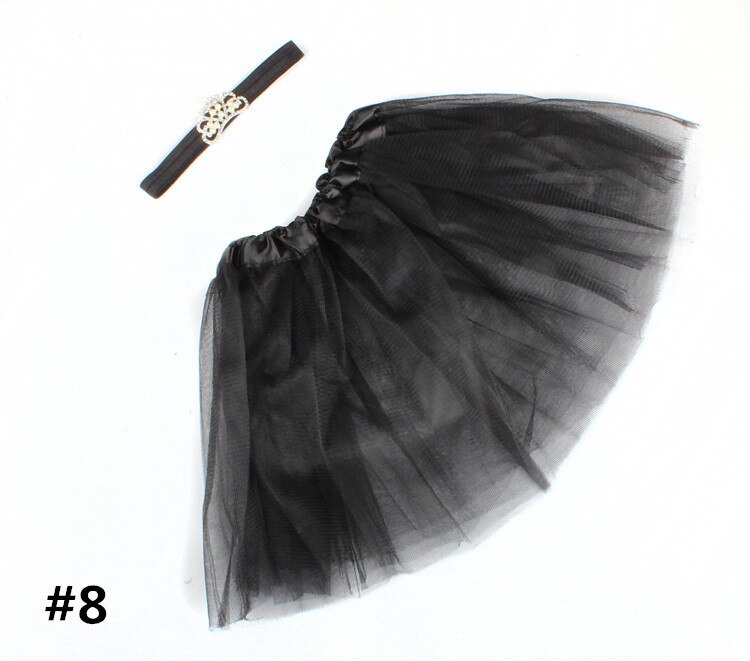 Kroon Haarband Baby Pak Kinderen Tutu Rok Haarband Pak Baby Fotografie Gaas Rok Infant Tulle Rok: Black