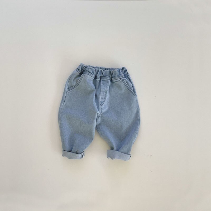 Kids Losse Denim Broek Mode Baby Meisje Casual Broek Solid Kids Jean Jongens Broek Zachte Kinderen Broek Peuter Kleding