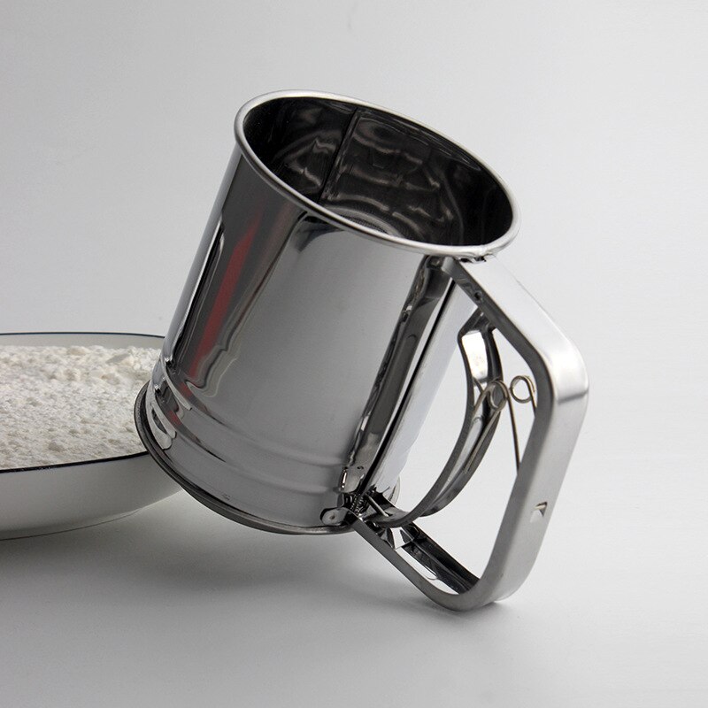 Setaccio per farina a maglie in acciaio inossidabile di alta qualità cottura meccanica glassa zucchero agitatore setaccio forma tazza Bakeware cottura strumenti per pasticceria
