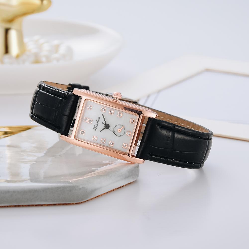 Ure kvinder firkantede rosa guld armbåndsure rødt læder mærke ure kvindelige damer quartz ur montre femme