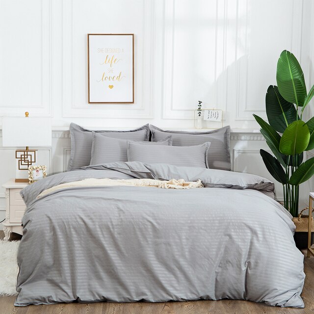 Weiß Bettbezug-einstellen Bettdecke Auf sterben Bett Streifen König Größe Bettwäsche einstellen Luxus 180x210 Bett Bettwäsche Einzel doppel Tröster setzt: grau / 150x200cm