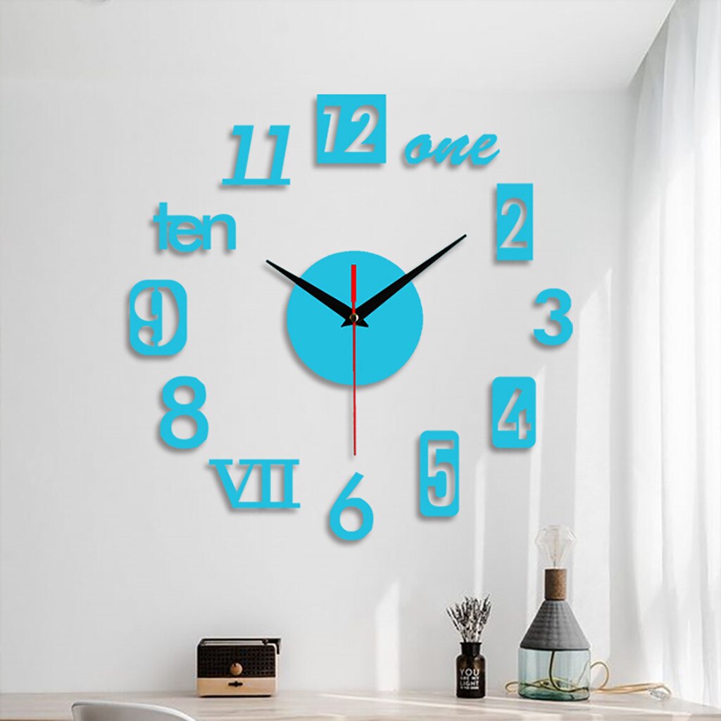 Frameless Diy 3d Mirror Surface Large Number Wall Clock Sticker Home Office Decor Mirror Living Room Art Wall Clock #T2P