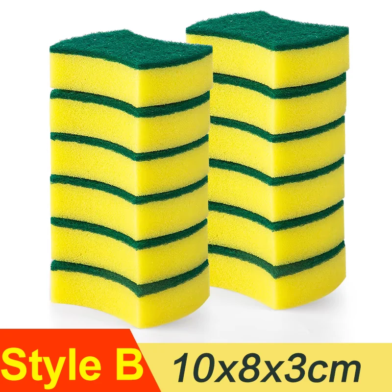 1/50Stck Magie doppelseitige Schwamm Küche Sauber Topf Rost Fleck Schwämme Fett Reinigung Pinsel Geschirr Reiniger werkzeuge: XS / Schwarz