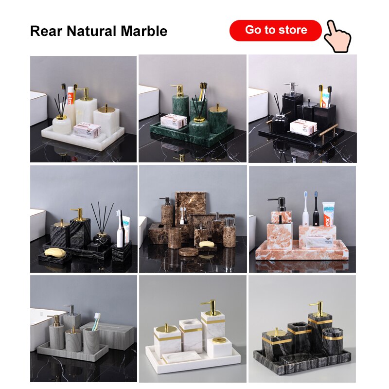 Dark Green Natural Marble Bathroom Set Nordic Styl... – Grandado