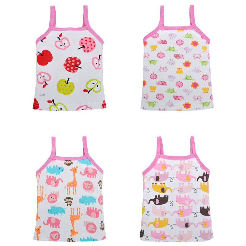 Baby Colorful Tanks 5 Peices / lot 3-24 Months Sleeveless 100% Cotton Girl Vest Beach Clothing Summer Wear Tops