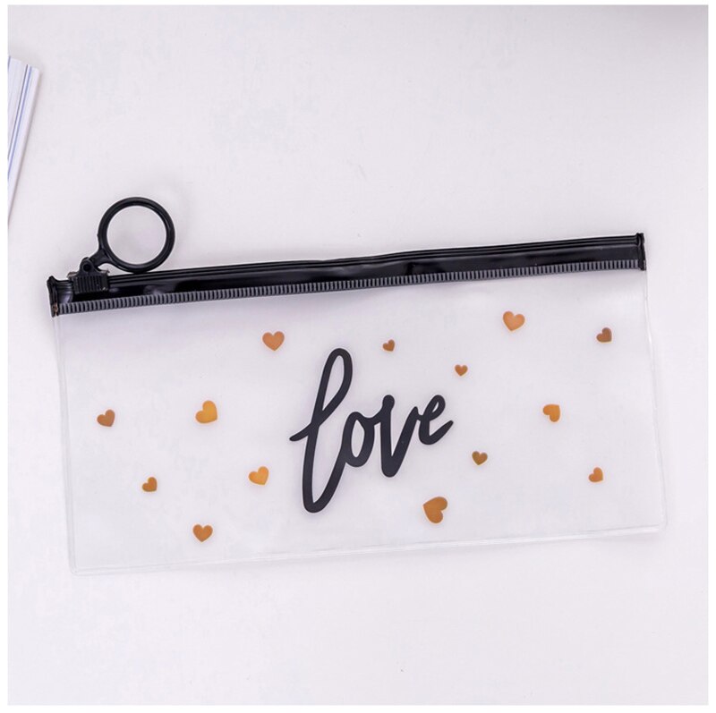 Estuches de PVC para lápices Kawaii Love Heart, a prueba de agua, bonitas bolsas para bolígrafos de rejilla, estuche transparente para lápices, papelería para niños, suministros escolares: 6