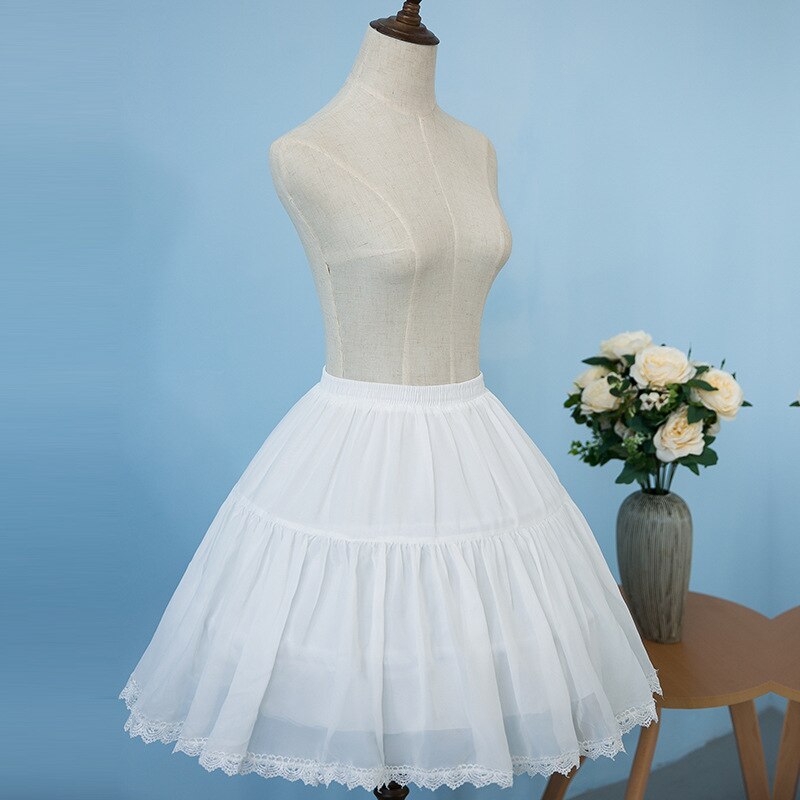 Factory Direct White Short Womens Petticoats For A Line Dress Lace Edge Lolita Rockabilly Underskirt Jupon Femme