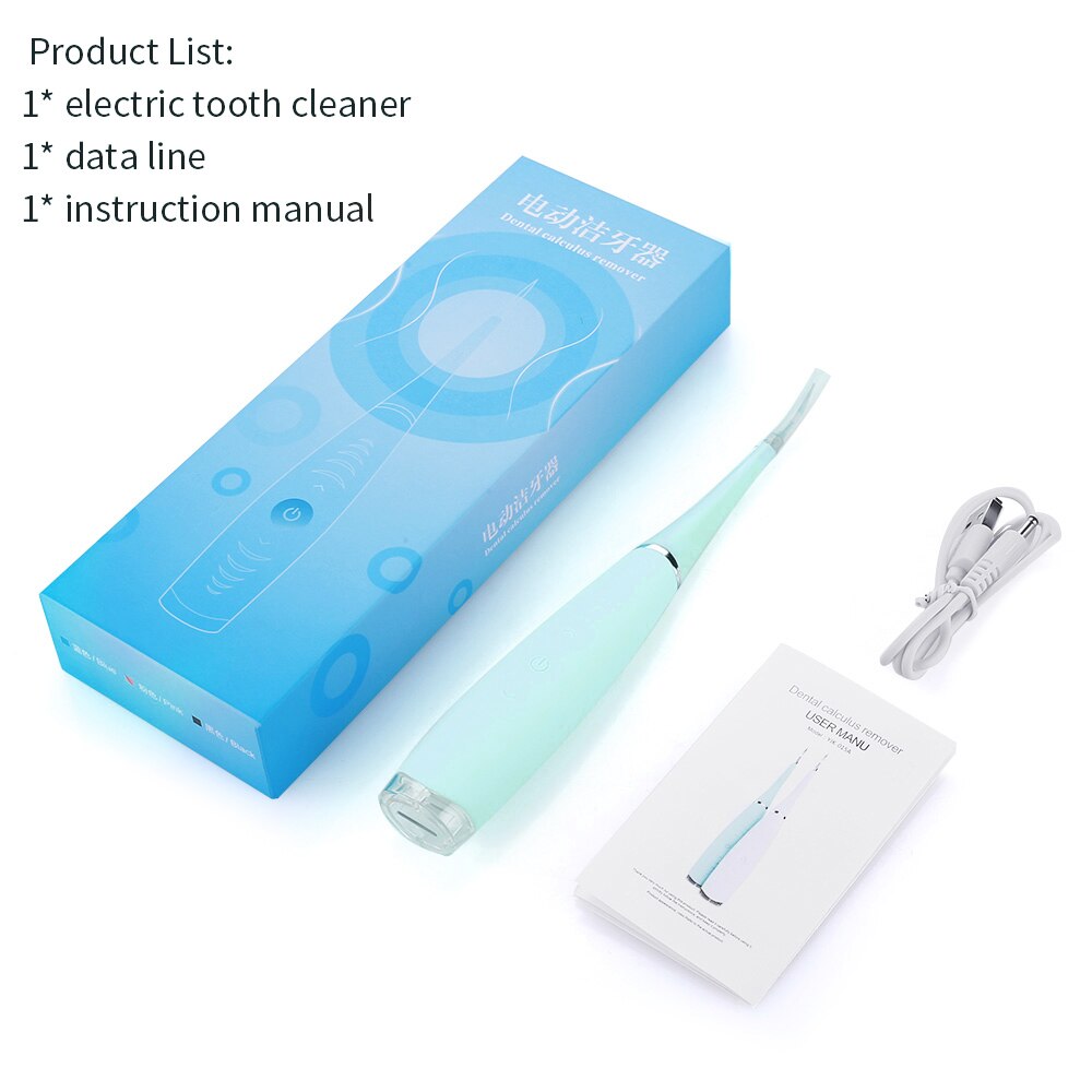 USB Electric Ultrasonic Sonic Dental Scaler Tooth Calculus Remover Cleaner Tooth Stains Tartar Tool Whiten Teeth Tartar Remove: Green