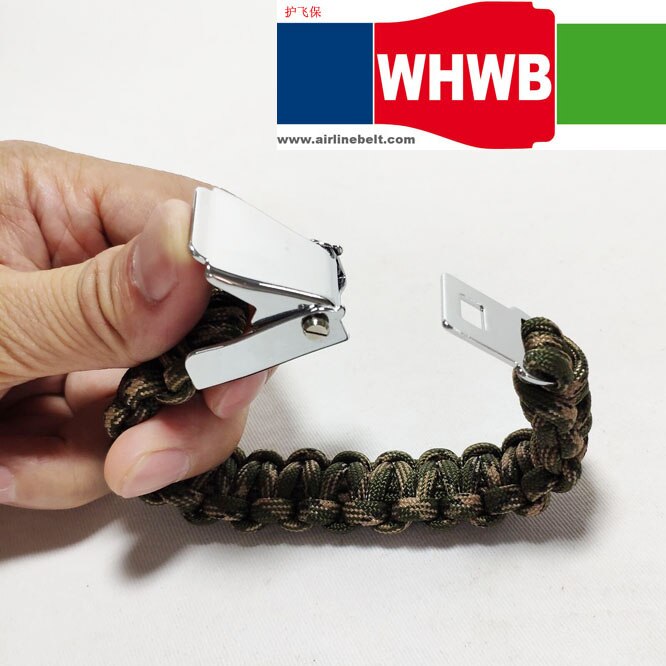 WHWB BEOING jewelry camo green aeroplane airplane safety belt buckle handmade charm paracord bracelet hiking travel kits