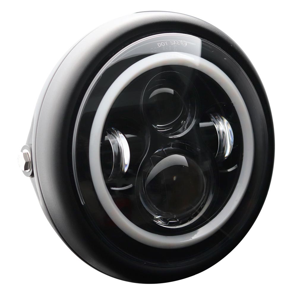 7.5 Inch Cafe Racer Led Motorfiets Koplamp Angel Eyes Universele 7.5 "Ronde Koplamp Voor Cafe Racer Bobber Honda
