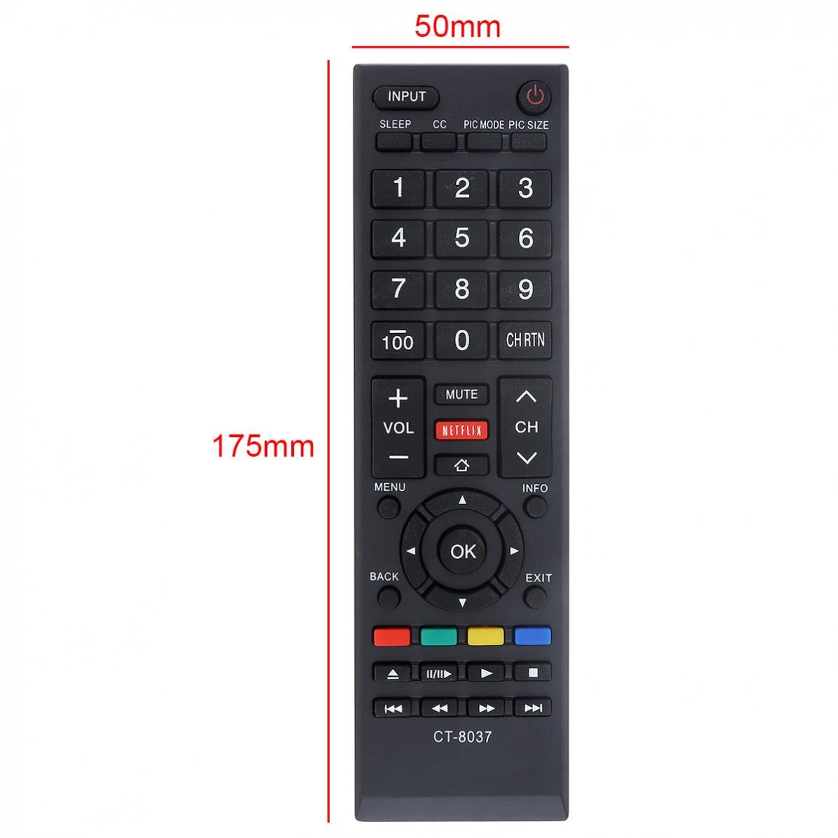 CT-8037 TV Remote Control with Long Transmission Distance for Toshiba 58L5400U / 65L5400 / 40L3400 / 50L3400 / 50L3400U