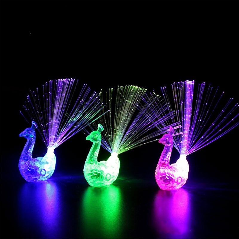 Kreative LED Pfau Finger Lampe Nette Reizende Cartoon Bunte Licht Spielzeug Kinder Kinder Pfau finger licht Neuheit spielzeug partei