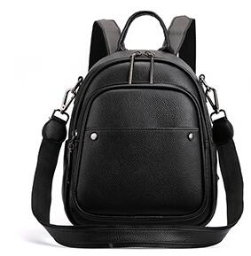 Chuwanglin Rugzak Vrouwen Pu Lederen Rugzak Vrouwen Knapzak Reizen Rugzakken Schouder Schooltassen Mochila Back Pack F501105: 3-black