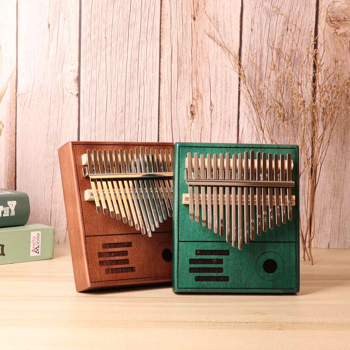 Kalimba 17 Key Thumb Piano Wood Mahogany Mbira Musical Instruments Kalimba Piano Music Box Calimba Karimba with Learning Book