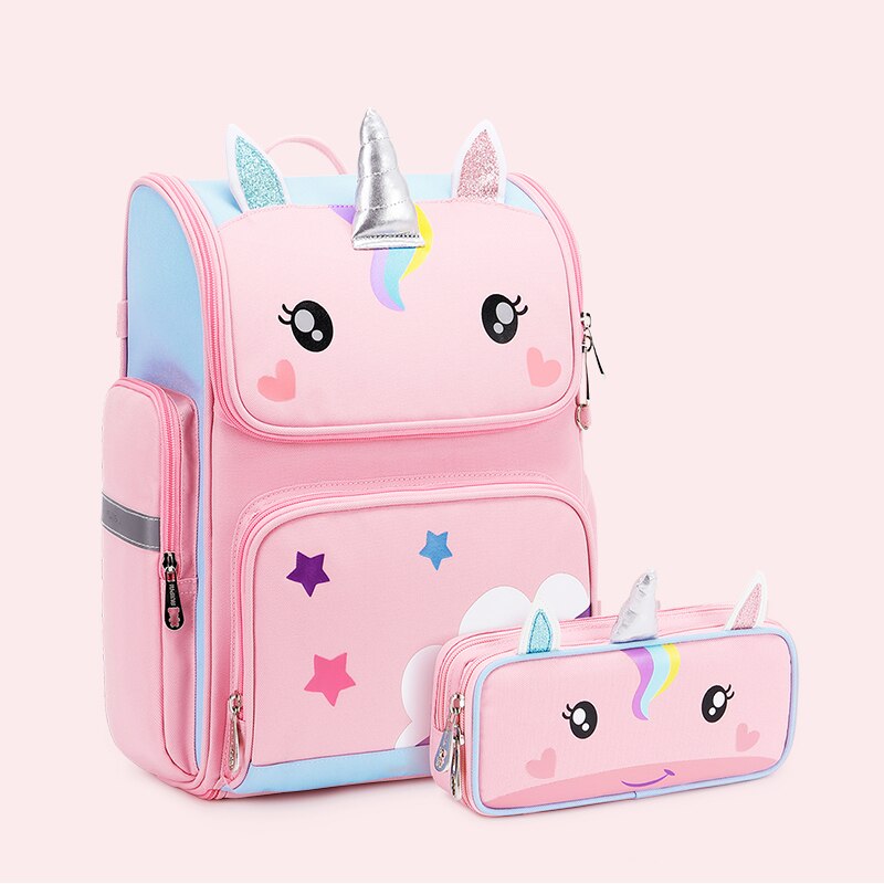 Zon Acht 3D Meisje Schooltassen Leuke Cartoon Kinderen Rugzakken Waterdichte Tas Voor Kids Orthopedische Terug Basisschool: Pink