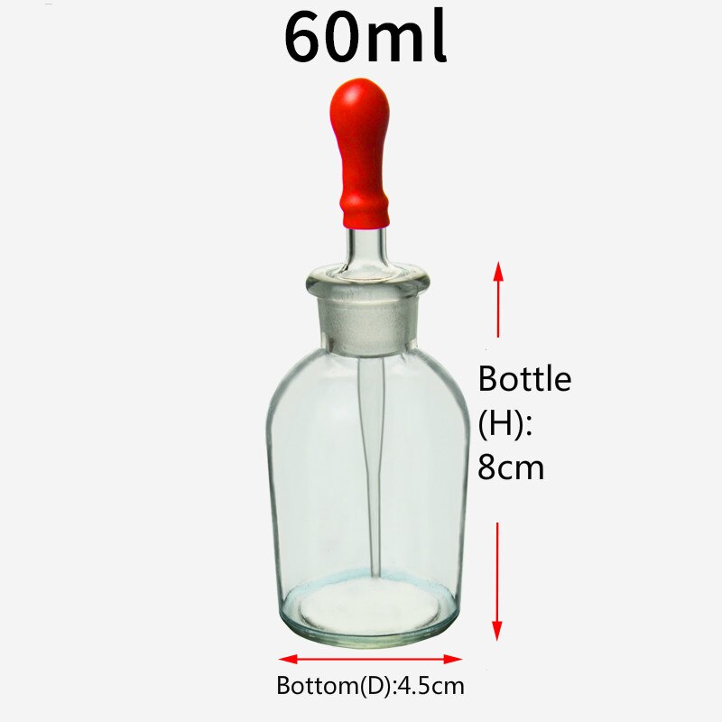 30ml 60ml 125ml Glass Drip Bottle Brown Drip Bottle with Plastic Head Chemical Experimental Transparent Lab Dropping Bottle: Transparent 60ml