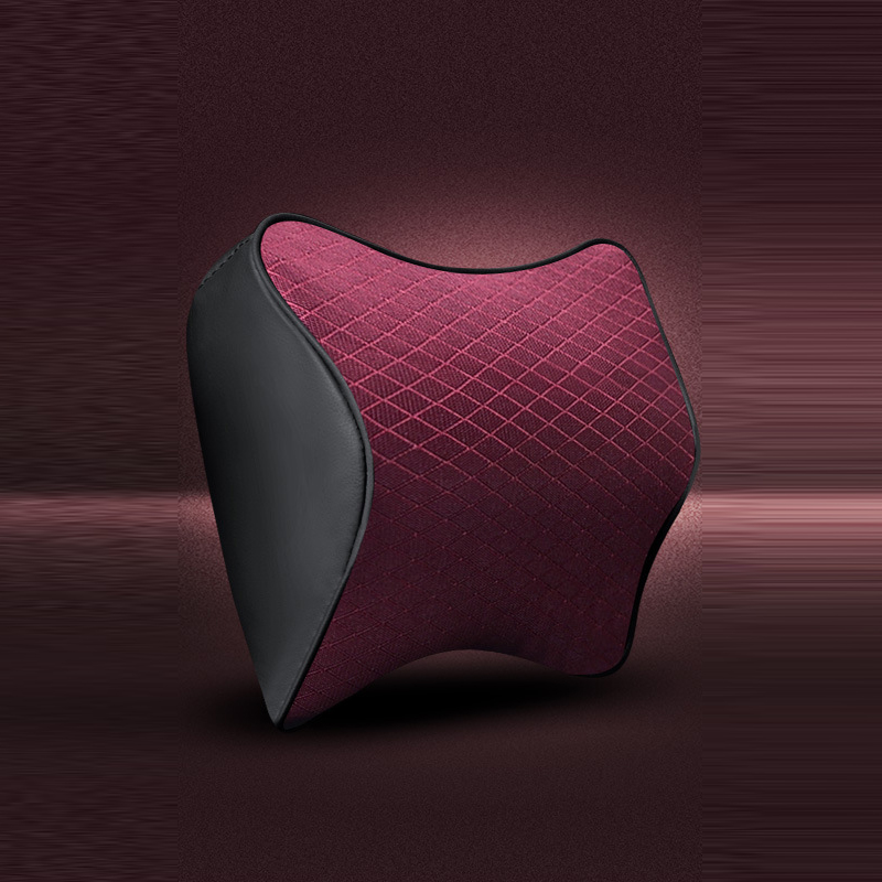 Auto Kissen Kopf Hals Rest Massage Auto Kissen Raum Speicher Hals Kopfstütze Auto Abdeckung Nacken Kissen Sitz Kopfstütze Zubehör 002: Kopfkissen rot