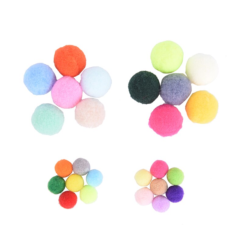 100 Pcs Mixed Soft Round Shaped Pompom Balls Fluffy Pom Pom For DIY Garment Keychain Handcraft 10mm 20mm