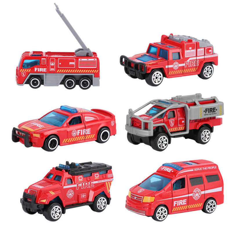 6Pcs 1:64 Techniek Auto Model Legering Simulatie Voertuig Auto Model Kinderen Speelgoed