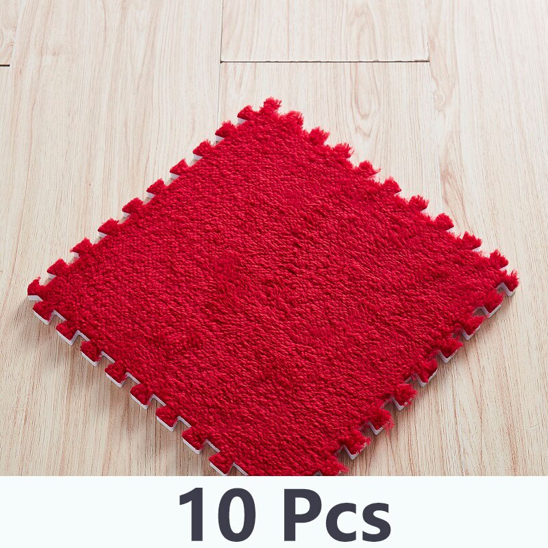 10 stuks zachte pluchen baby speelmat, eva-schuim, ontwikkelingsmat voor baby's, puzzel, in elkaar grijpende vloermatten, 30*30*0.6 cm kinderkleden: Wj3367j