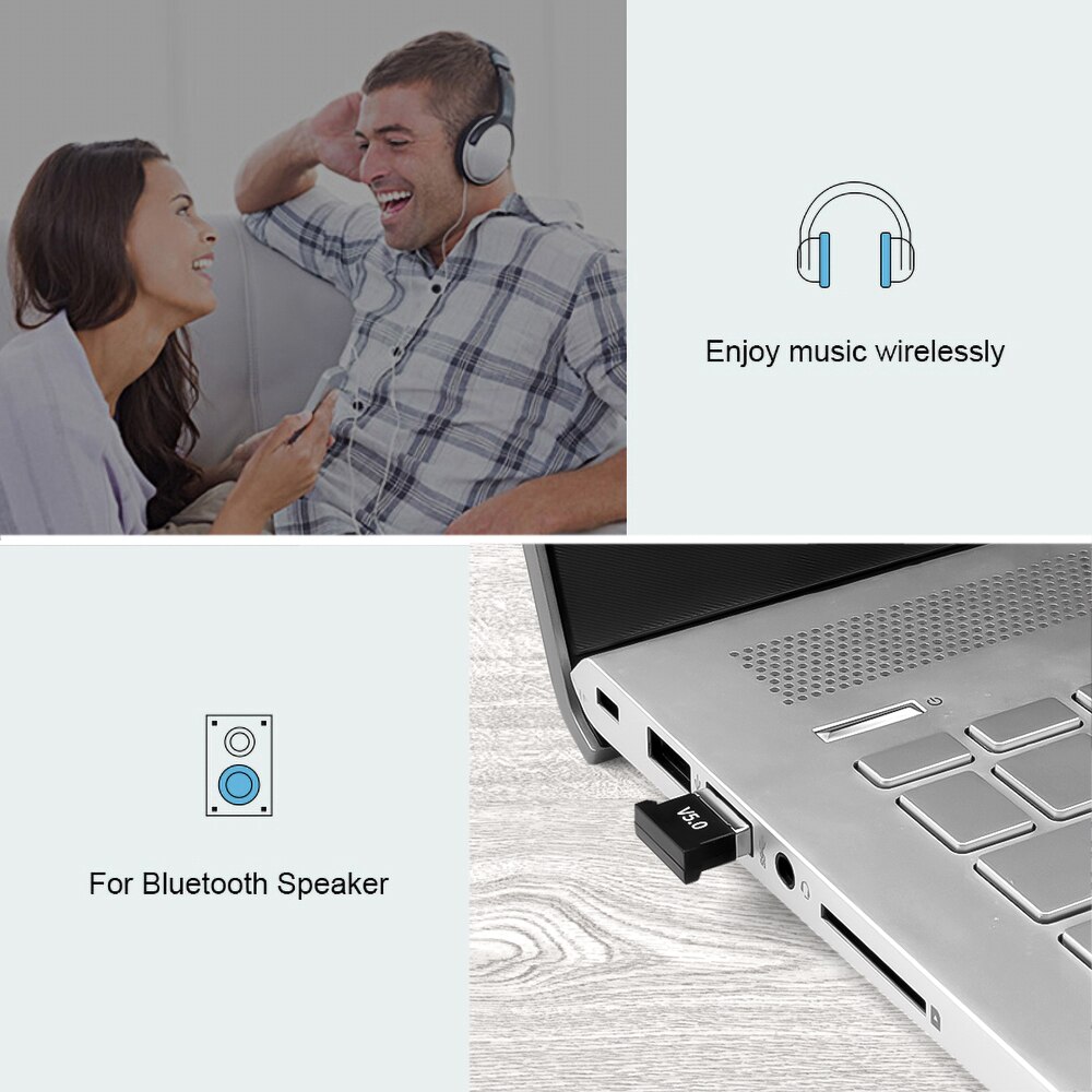 Kebidumei USB Bluetooth 5.0 Dongle Adapter Wireless Mini USB Bluetooth Music Sound Receiver Laptop Mouse Keyboard Accessories