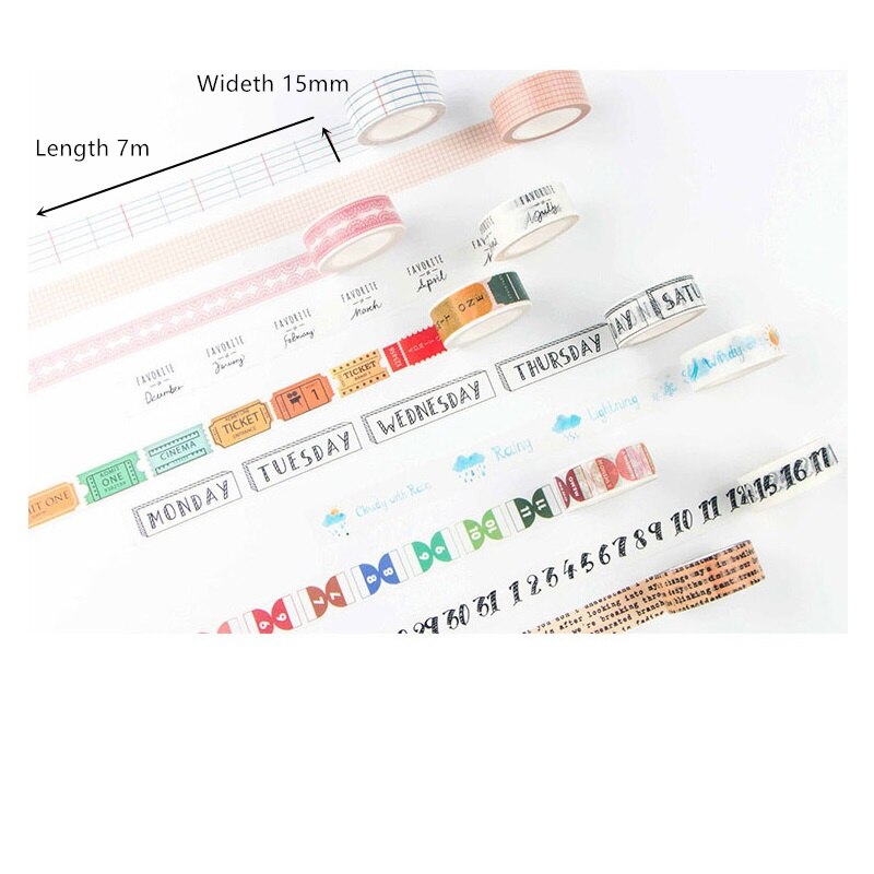 Reise Serie Papier Washi Band Spitze Netz Woche nasser Memo Gepäck Auto Abdeckklebeband Tagebuch Aufkleber DIY Dekoration F347