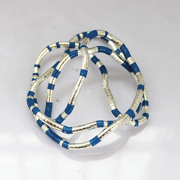 5mm 90cm Iron Flexible Twisted Jewelry Bendable Snake Necklace 20 Colors Available: Silver-Navy