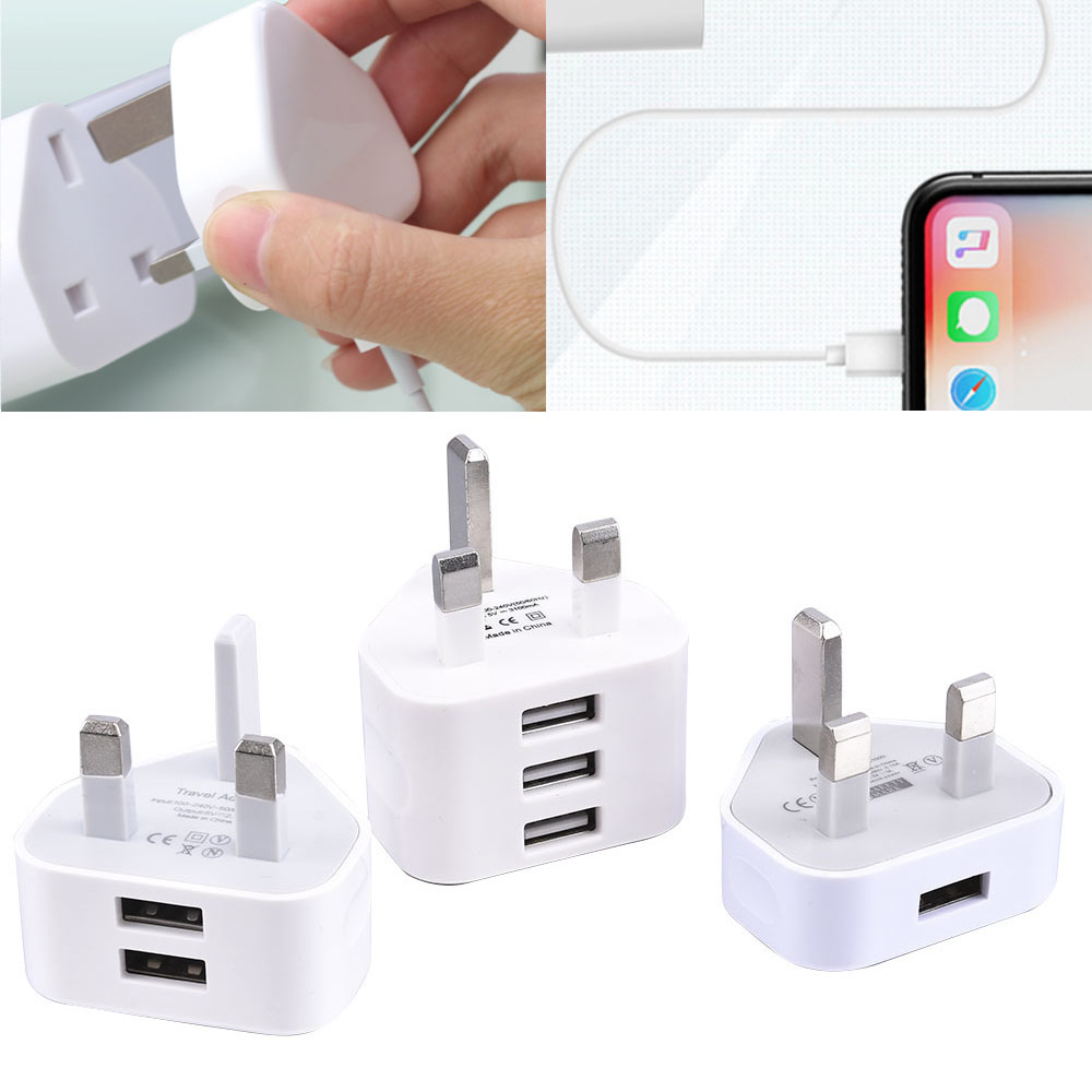3 Pin UK Plug 3 AMP USB Adapter Wall Charger Home Charging for Phones Universal Phone Adapter Socket