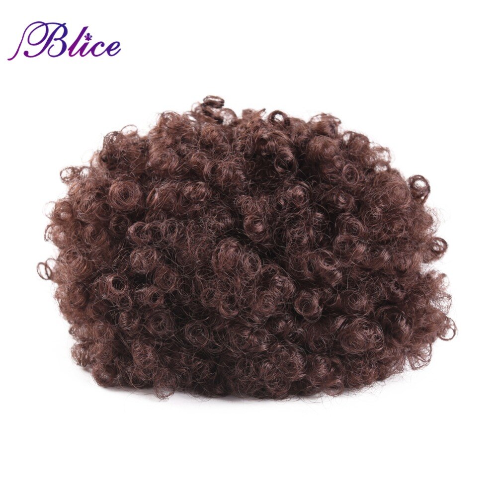 Blice 9inch Synthetic Curly Hair Ponytail African American Short Afro Synthetic Drawstring Puff Ponytail Hair Extensions