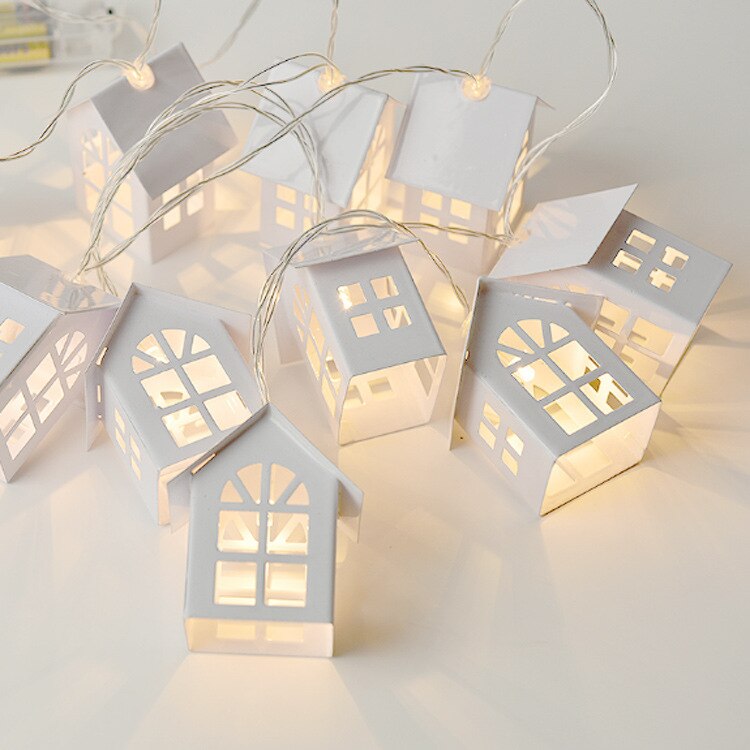 1.8m10 Pcs LED Doll House Led Christmas Tree House Decoration Fairy Tale Style Wedding Christmas Wreath Year