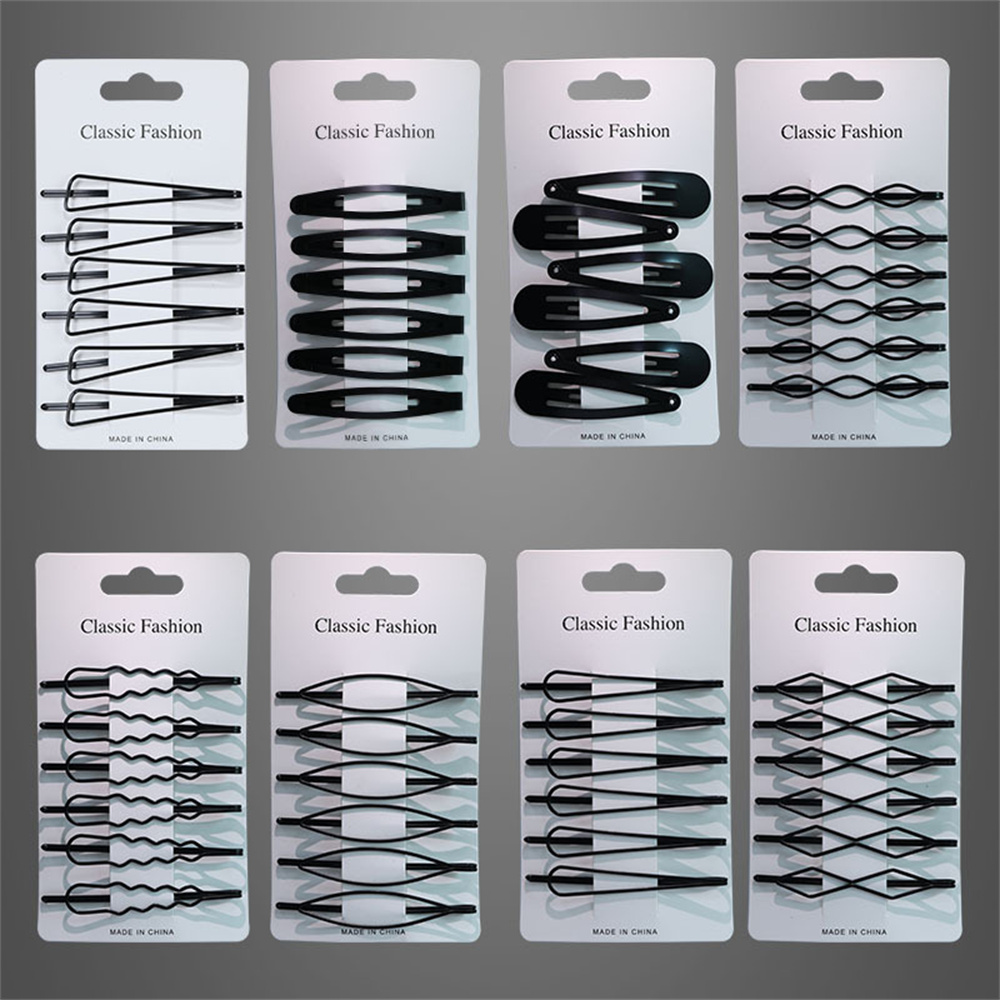 6 stk/sæt sorte hårklemmer bølgede hårnåle metal hårspænder usynlig bb klips bølget hårspænde hårklemme hårklemmer tilbehør