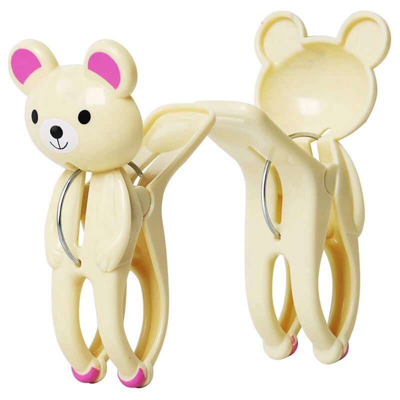 Cartoon Clip Set of 2 Plastic Bear Clips to Attach Towels to Beach and Sun Loungers Curtain Clip Mosquito Net Clip