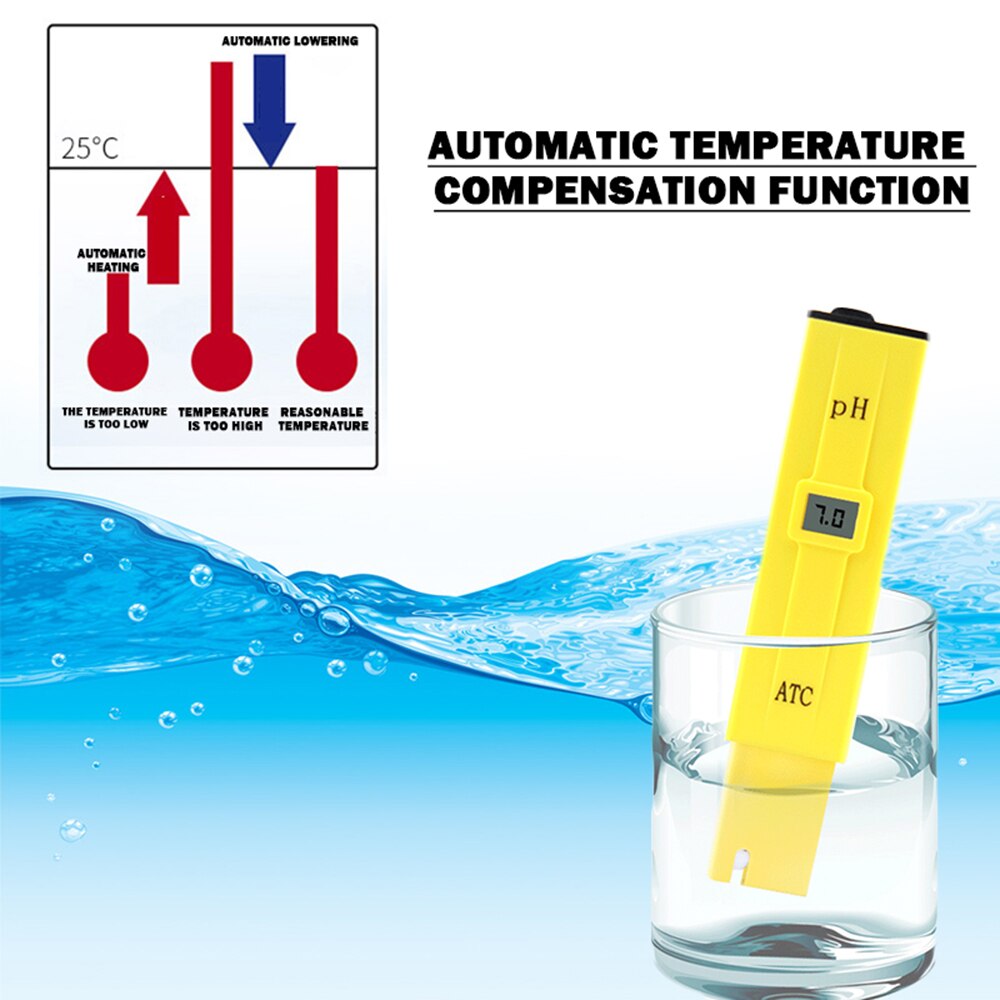Digital ph meter tester beskyttet lcd ph tester 0.1 pen tester akvarie pool vand vin urin automatisk kalibrering