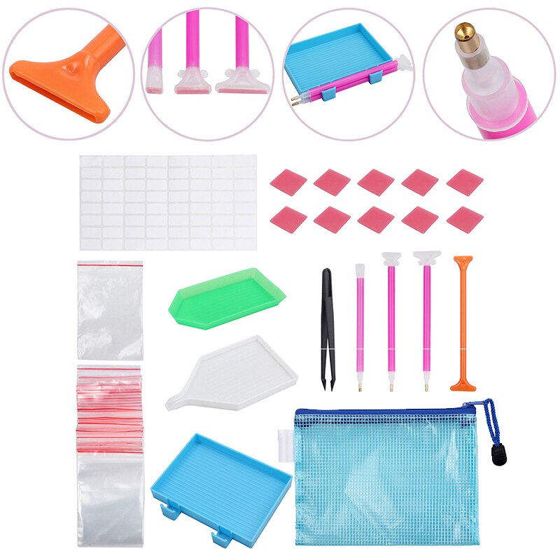 70 Uds herramientas de pintura de diamantes 5D DIY Diamant pintura accesorios de punto de cruz bordado caja pinzas Sticky Pen KitsCY