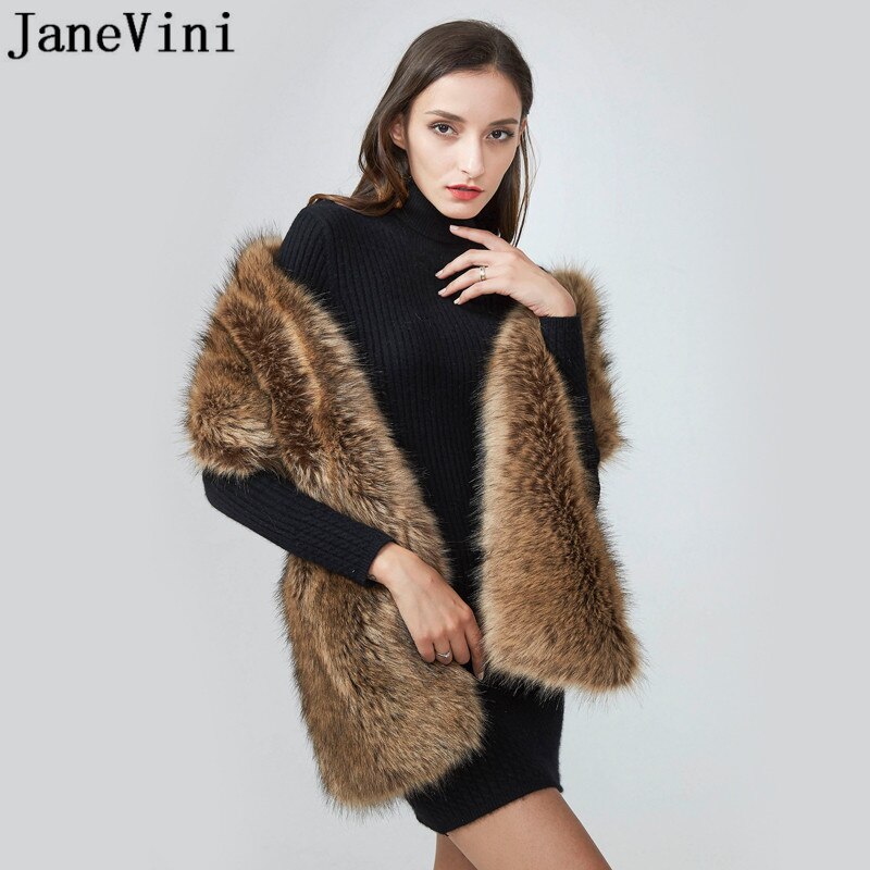 JaneVini Winter Braut Kap Hochzeit Mantel Faux Pelz Stola Weiß Rot Braut Capes Wraps Frauen Formale Kleid Schals Boleros Stolen