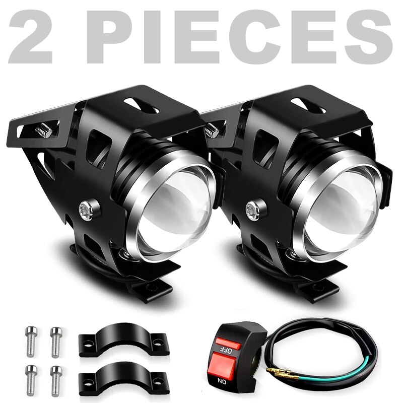 Motorcycle Headlight U5 LED Spotlights Moto Auxiliary Lightings DRL Motorbike Lamps Fog light Universal 12V For Bicycles Cars: 2pcs U5 and switch