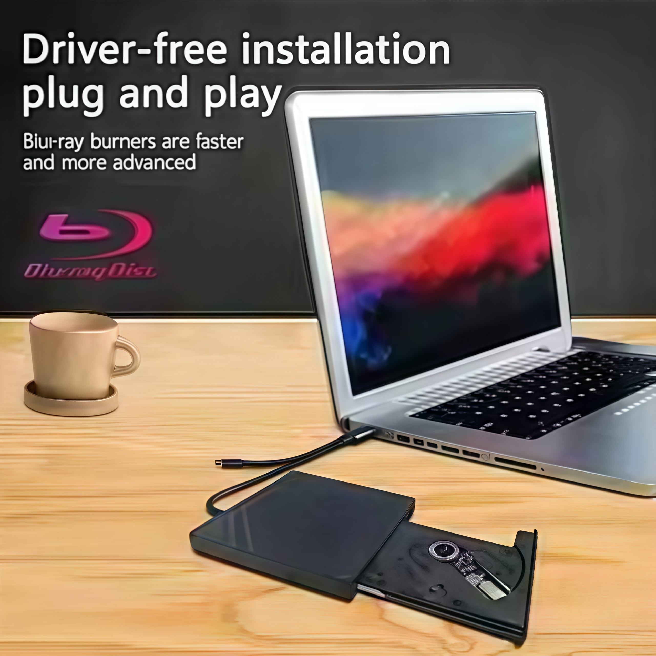 USB 3.0 Typ-C Slim Externes DVD-RW-Laufwerk – tragbarer CD/DVD-Brenner, Schreibgerät für Laptop-PC, unterstützt Hochgeschwindigkeitsbrennen und Spielen