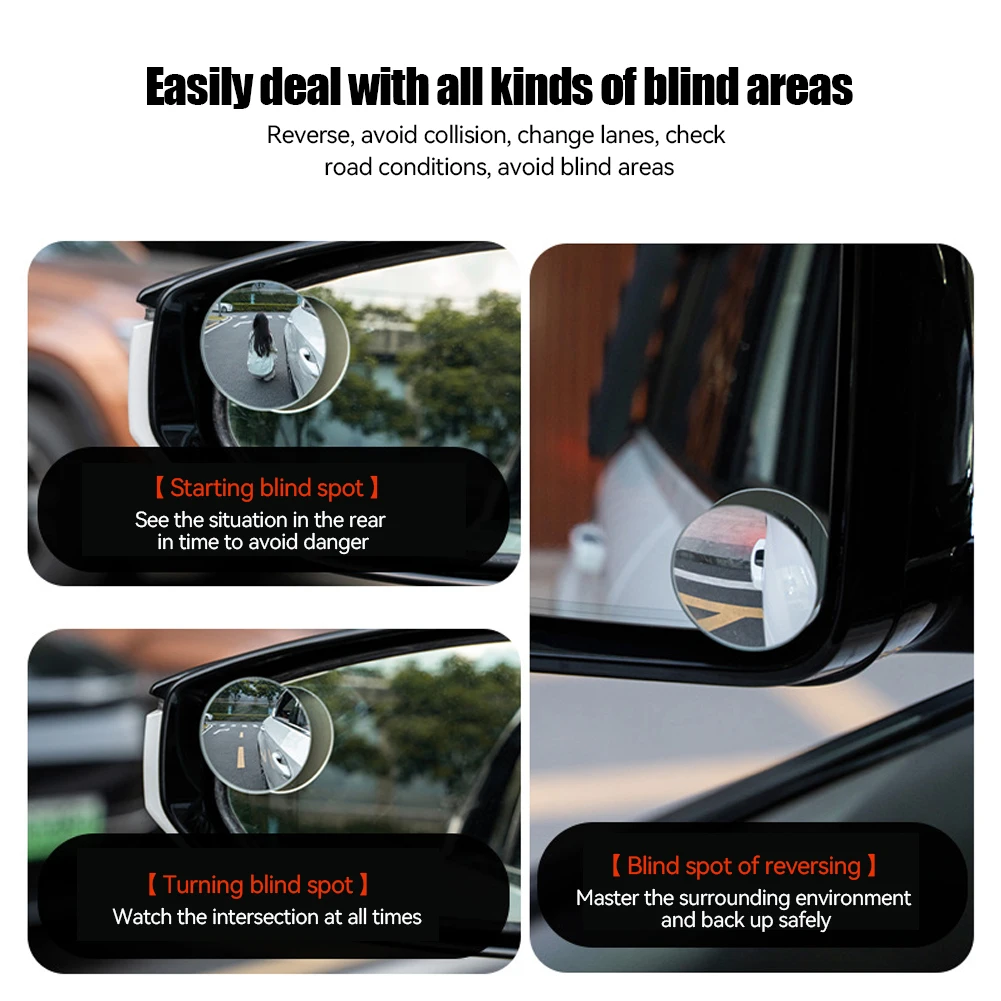 Auto Dodehoekspiegel Achteruitkijkspiegel Groothoek 360 Graden Verstelbare Kleine Ronde Spiegel Auto Reverse Extra Achteruitkijkspiegel Bolle Spiegel