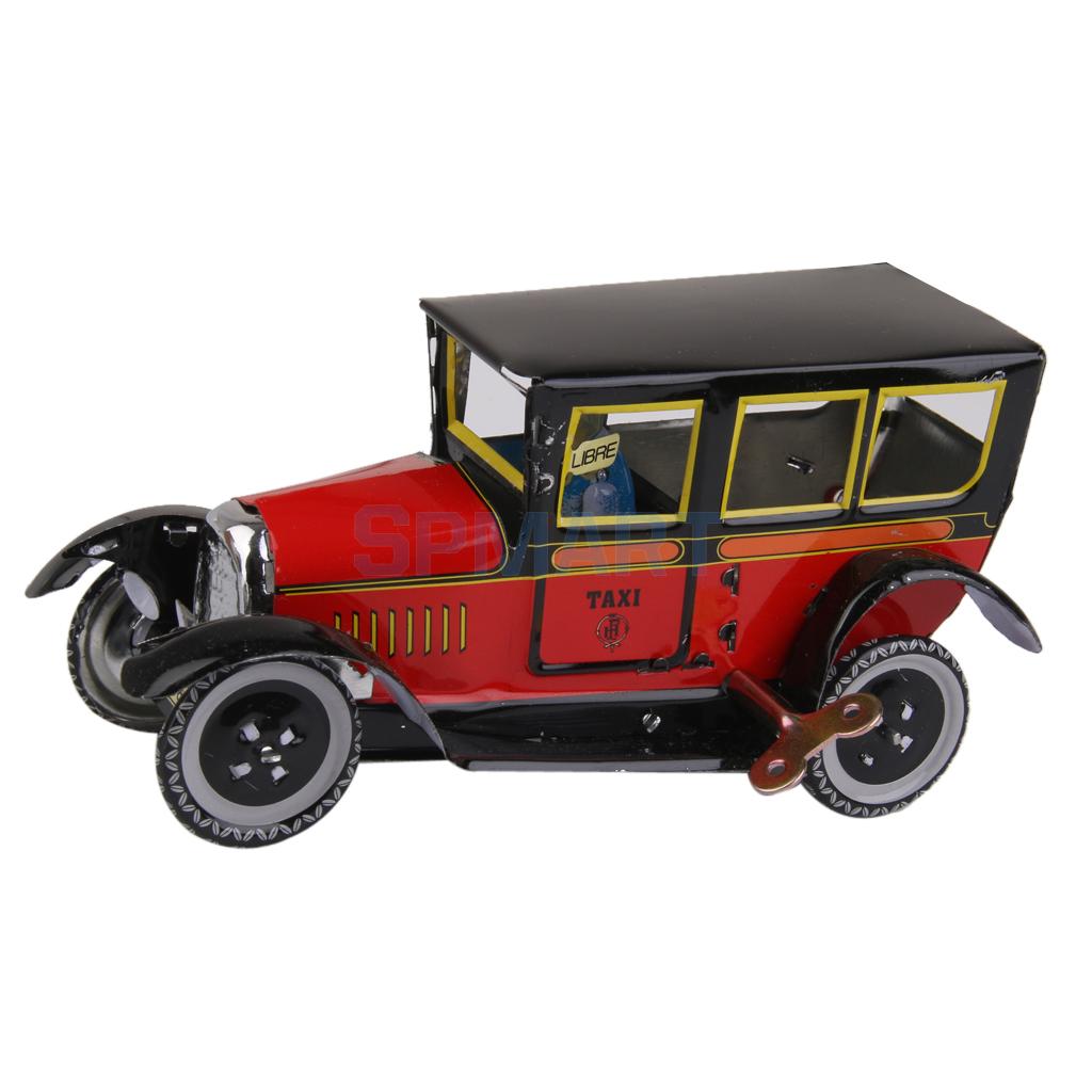 Wind Up Taxi Model Toy Collectible Black and Red