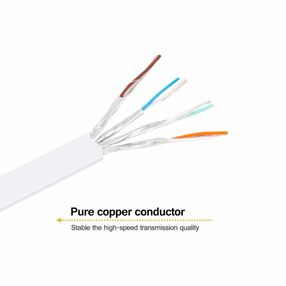 Płaski kabel sieciowy Cat7 Ethernet, ekranowany (STP) z Connectors-30cm Snagless Rj45 1ft