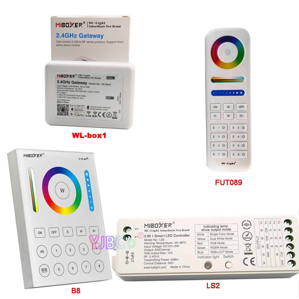 Miboxer 8 Zone Rgb + Cct Led Controller 2.4G Draadloze Afstandsbediening Wandmontage Touch Panel,5IN 1 Smart Led Strip Controller Milight