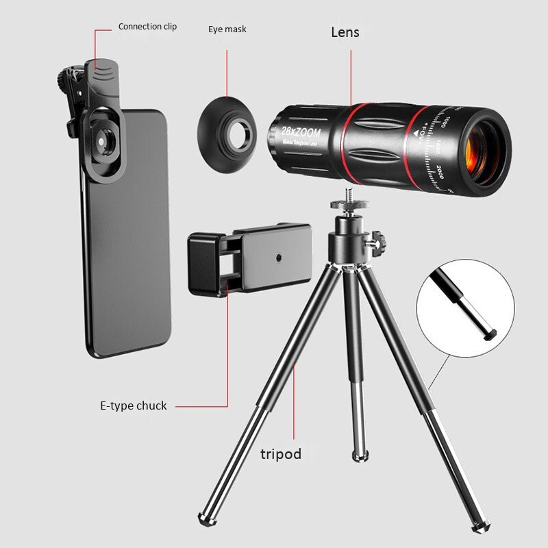 28X4K Hd Mobiele Telefoon Camera Lens Telescoop Zoom Macro Lens Voor Iphone Samsung Smartphone Fish Eye