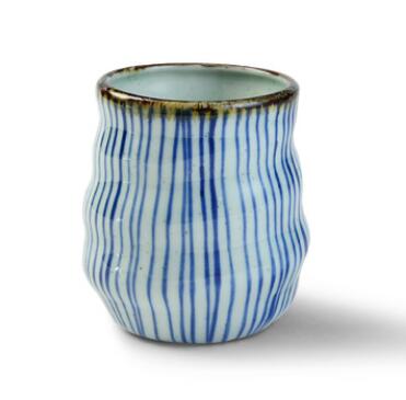 Taza de cerámica para sopa, cerámica gruesa pintada a mano, de celosía, tazas de café originales: F about 280ml