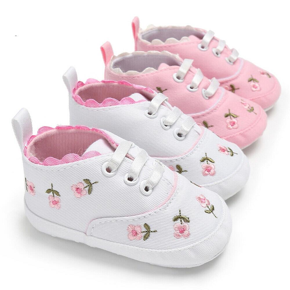 0-18M Baby Shoes Baby Girl Embroidery Flower Soft Sole Crib Shoes Toddler Summer Princess First Walkers Kid Causal Shoes