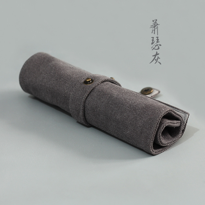 Duża pojemność piórnika z płótna, zwijany piórnik, piórnik, etui na długopisy, uchwyt na rolkę dla nauczyciela, ucznia, malarza: Biały