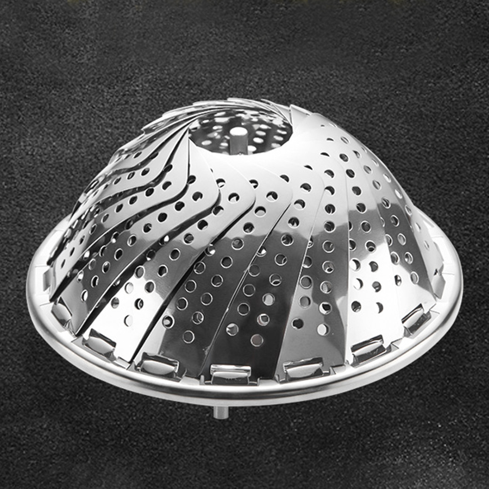 Vegetable Food Collapsible Cooker Steamer Basket Folding Expandable Mesh Stainless Steel Strainer