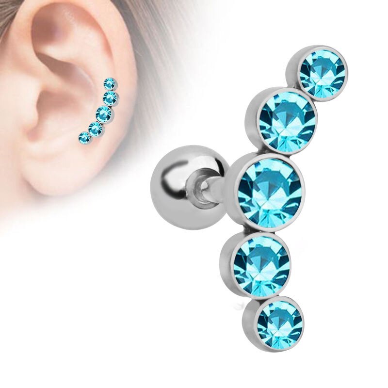 1 ud. De pendientes de diamantes de imitación, pendientes de cartílago para mujer de acero inoxidable, Piercing pequeño para oreja, joyería, chaquetas de estilo: lake blue