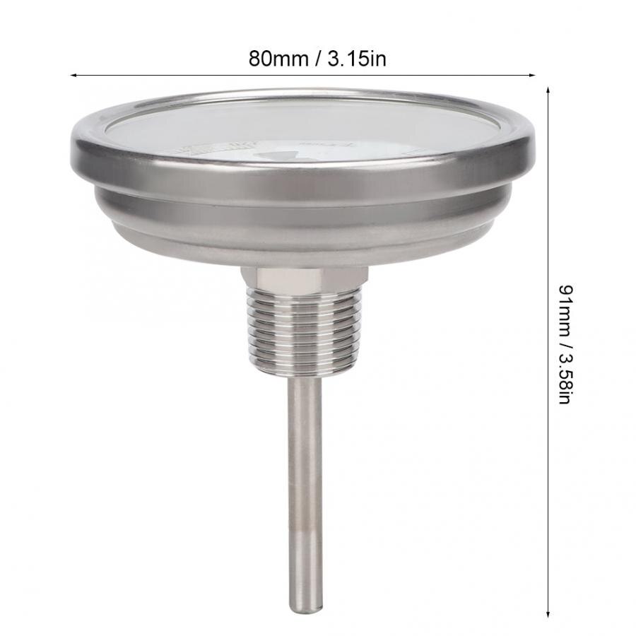 Termómetro de acero inoxidable NPT de 1/2 "para fermentación de cerveza en el hogar, termómetro con esfera de Metal